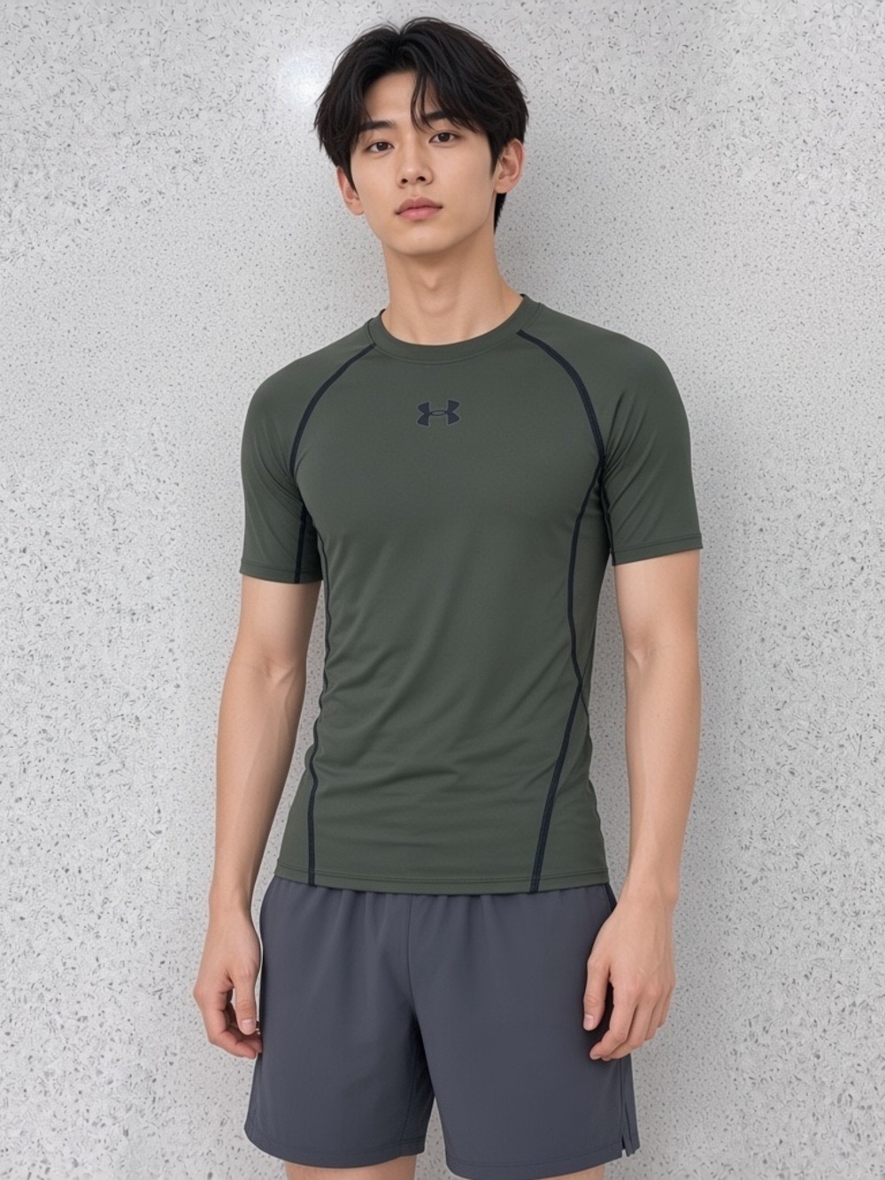 Under Armour HeatGear Compression Shirt Mens Small Olive Green Short Sleeve Gym